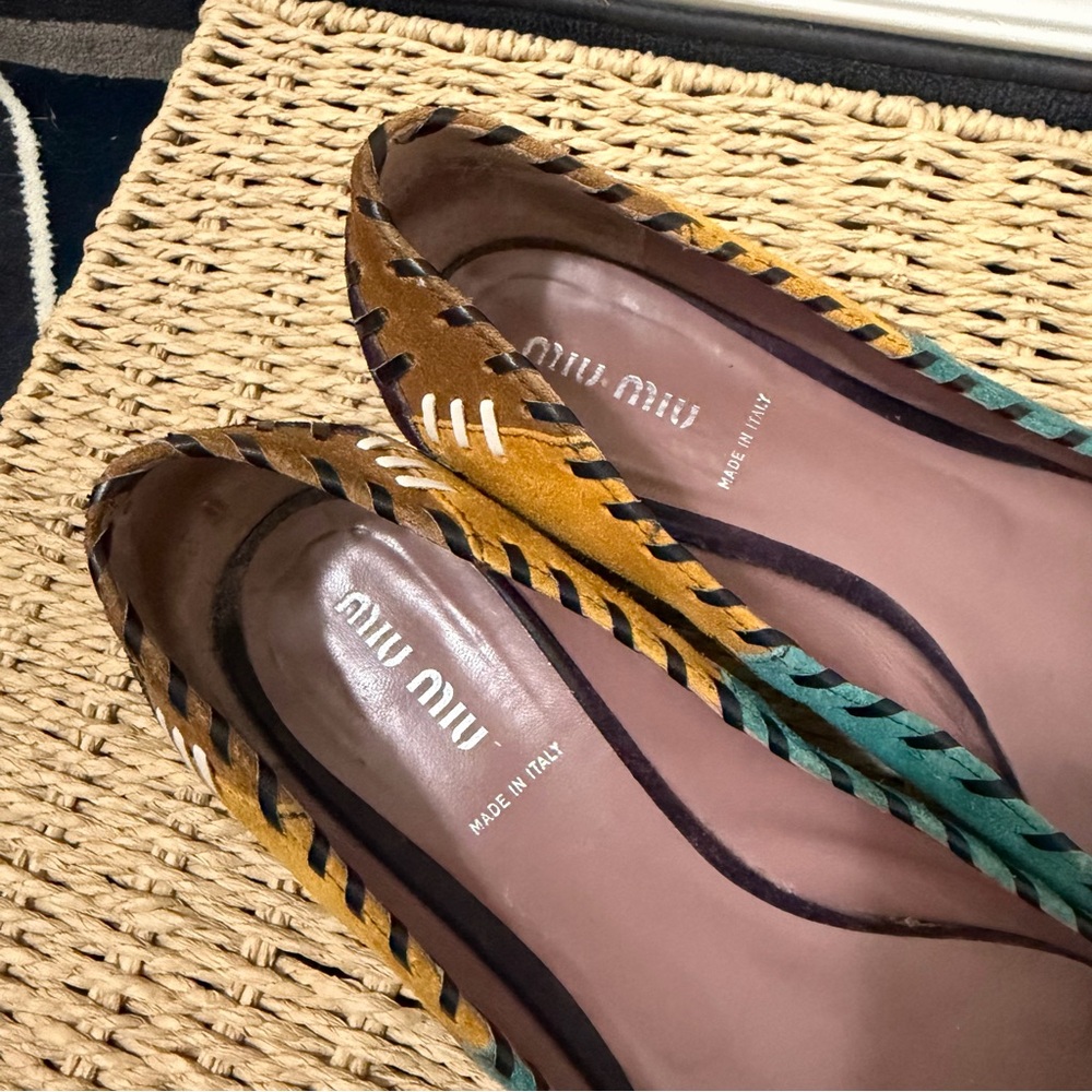 Miu Miu Vintage Y2K Patchwork Multicolour Suede Pointed-Toe Pumps 39/8.5 - Picture 4 of 9